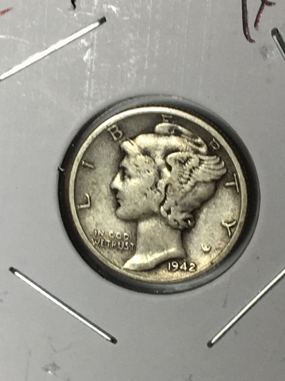 Mercury Silver Dime 1942 D  D D O