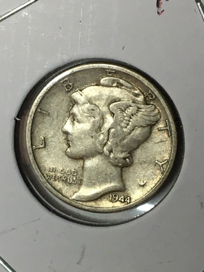 Mercury Silver Dime 1944 D  A U