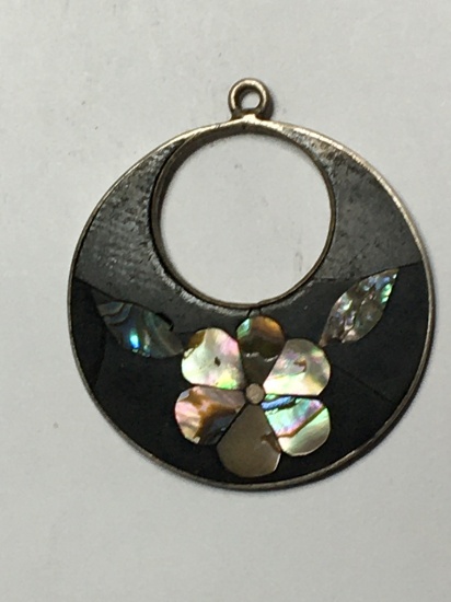 Sterling Silver Earring/ Pendant Stamped .925 Taxco With Mother Of Pearl Inlay 3+ Grams