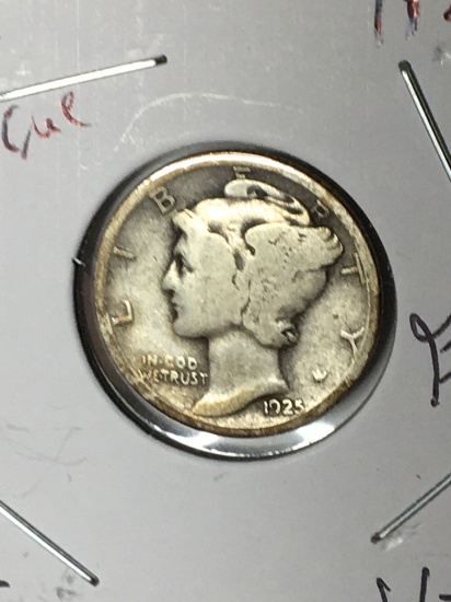 Mercury Dime 1925 Off Struck Error Very Fine+