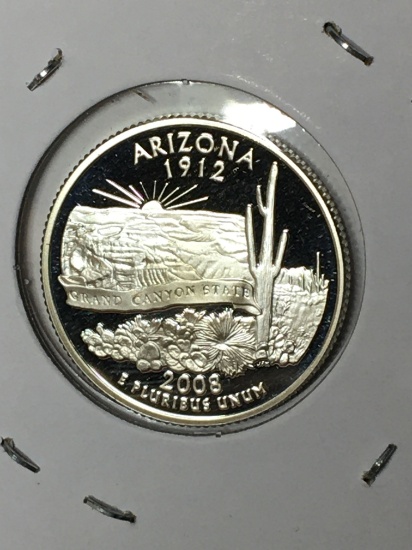 Washington Silver State Quarter 2008 Arizona  90% Proof U D M