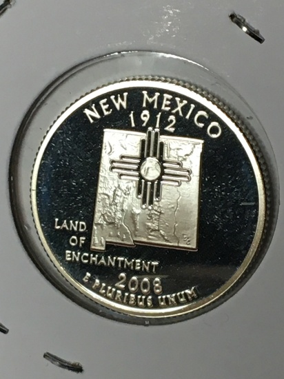 Washington State Quarter 2008 Proof Silver New Mexico 90 % U D M