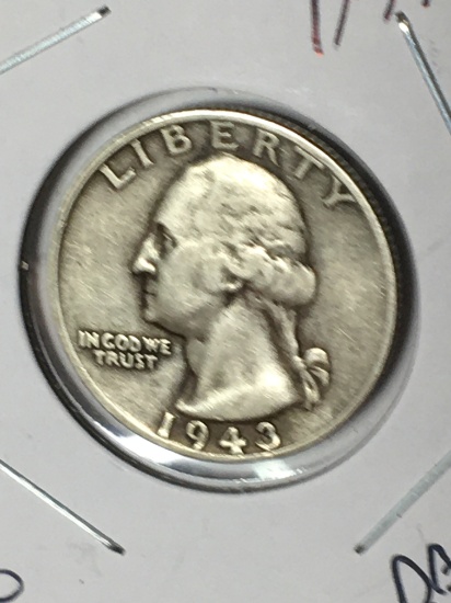 Washington Silver Quarter 1943 S  D D O Double Die Error