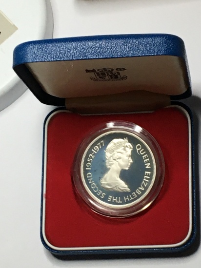 Queens Jubilee Silver Proof Saint Helena Coin 1977 Rare .925 Silver Retail Over $150 In Original Box