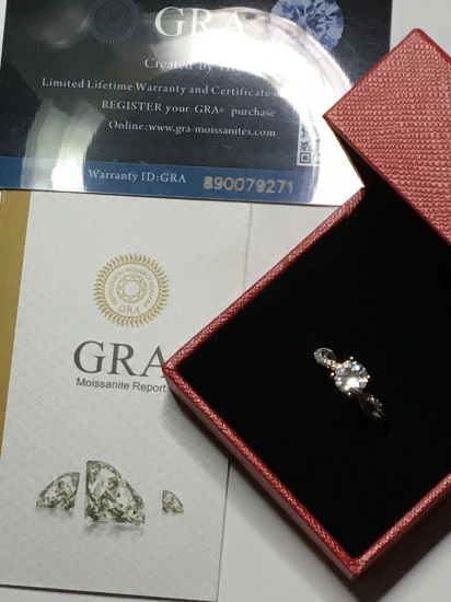 Diamond Ring 24kt gold Layered 1ct 6 To 7 M M Lab Moissanite With G R A Lab Report $1799 Retail  new