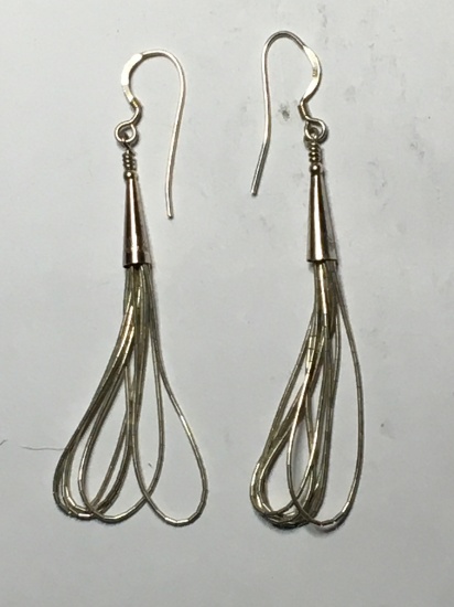 Sterling Silver Antique Native Dangle Earrings Great Condition 3+ Grams Sterling
