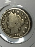 Liberty Nickel 1912 Nice Coin Very fine partial Liberty