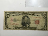 Federal Reserve Note 1953 5 Dollar Bill  good Condition Antique Note