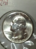 Washington Silver Quarter 1958 Gem B U High Grade Die Error Hair Lines