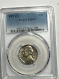 Jefferson Nickel 1956 D  P C G S  M S 65