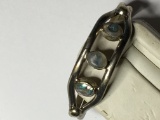 Sterling Silver Mother Of Pearl Bangel Bracelet Vintage Native 12.7 Grams