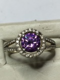 Antique Pink Tanzanite And Diamond Ring Sterling Silver .925 Stunning Gemstone 1.5c T+