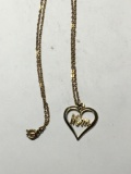 Vintage Mom Pendant With Heart And Crystal Gemstone