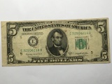 Federal Reserve Note 1950 C Off Cut Error $5 Dollar Bill