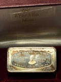 Franklin Mint 1000 Grains Of Solid Sterling Silver Bar National Bank Boulder 2 Oz Of .999 Silver