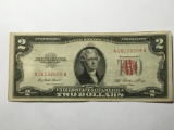 2 Dollar Bill 1953 Red Seal Crisp Extra fine great Condition