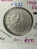 German Nazi Coin 1943 G High Grade Uncirculated rare Find Orignal