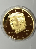 Donald Trump 2020 24kt gold Layered Copper Coin Gem Proof
