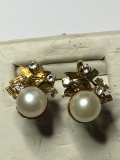 10kt Yellow Gold Antique Pearl Earrings Large Pearls 5.28+ Grams