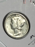 Mercury Silver Dime 1945 Mint Error Shadow 5 A U