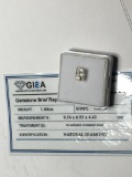 Diamond 1.64ct princess Cut Natural With Gisa Certificate V S White Top End $6500 Retail 