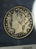 Liberty V Nickel 1910 Better Grade Extra fine with Liberty Readable Nice Coin 