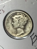 Mercury Silver Dime Major Mint Error 194? Struck On Weak Or Broken Dies Date Smudged