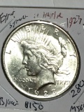 Peace Silver Dollar 1923 Gem B U Blazing Satin White Error Struck On Hairlines