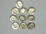 Roosevelt Silver Dime Lot Of 10 Coins With Some U N Cs 90% Silver Lot $1 Face Value
