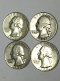 Washington Silver Quarter Lot Of 4 90% Silver With Frosty Uncirculated $1 Face Value