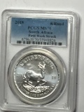 2018 Krugerand Silver graded first Week Struck Perfect Coin