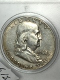 Franklin Silver Half 1962 A U In Hard Plastic Case