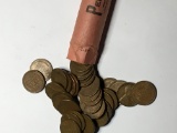 Wheat Cent Roll Of 50 Coins Vintage Rolls Unsearched By Us