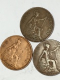 Large Penny Lot Early Years 3 Coins 1913 1927 1936 Great Britain