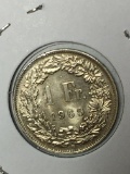 Swiss 1 Franc Helvetia 1969 Gem B U Blazer