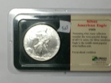 American Silver Eagle 1999 Gem B U Perfect Frost White In Collector Case