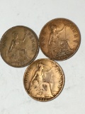 British Large Penny Lot Of 3 Nice Coins 1911 1936 1962