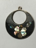 Sterling Silver Earring/ Pendant Stamped .925 Taxco With Mother Of Pearl Inlay 3+ Grams