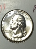 Washington Silver Quarter 1958 Gem B U Blazing Satin White High Grade
