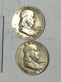 Franklin Silver Half Lot Of 2 1958 And 1962