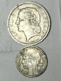 Aluminum Francs Coin Lot 1944 And 1949