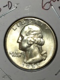 Washington Silver Quarter 1958 D Gem B U Blazing High Grade From Original Bank wrapped roll