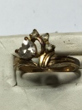 Gold Plated Vintage Ring With Synthetic Heart Diamond