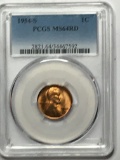 Lincoln Wheat Cent 1954 S  graded red With Nice Colorful Tones