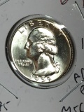Washington Silver Quarter 1959 Gem B U  D D O Hairlines Error Coin Blazing White