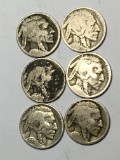 Buffalo Nickel Lot Of 6 Coins