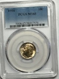 Roosevelt Dime 1954 graded mosnter Rainbow Colors
