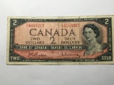 Bank Of Canada Antique 1954 2 Dollar Bill