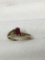 10 Kt Gold Ring Vintage With Natural Red Ruby Size 4.75 1.1 Grams Pure 10 Kt Gold