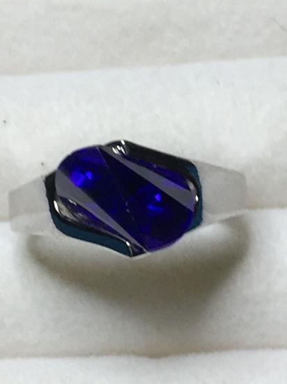Sterling Silver 925 Tanzanite Ring Top Royal Purple 2+ Cts Size 8 High End Designer Piece Like New